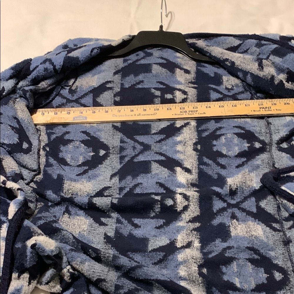 Lucky Brand Blue Geometric Open Front Cardigan